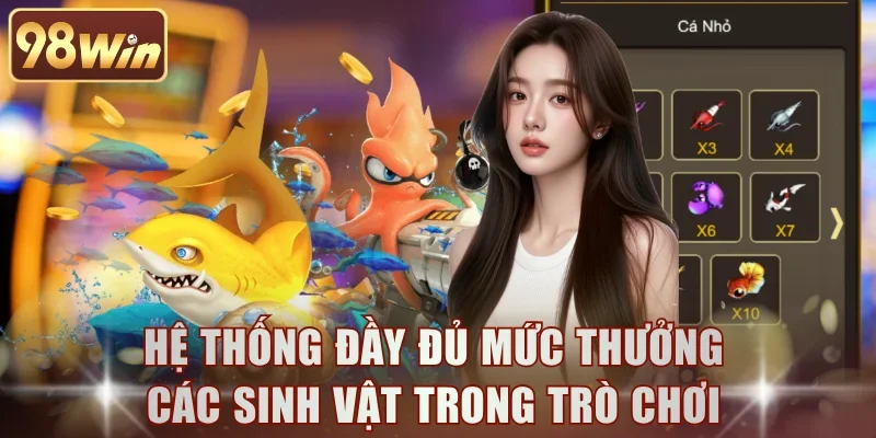 Hệ thống đầy đủ mức thưởng các loài sinh vật trong trò chơi